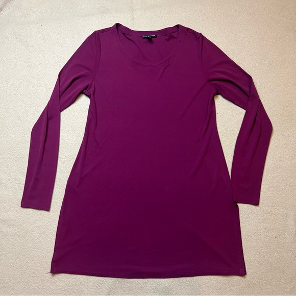 Eileen Fisher Tops - Eileen Fisher Top XS Magenta 100% Silk Jersey Round Neck Long Sleeve Tunic